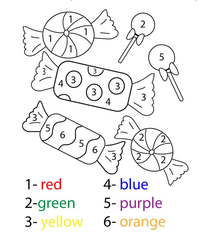 Candy For Kid Color By Number