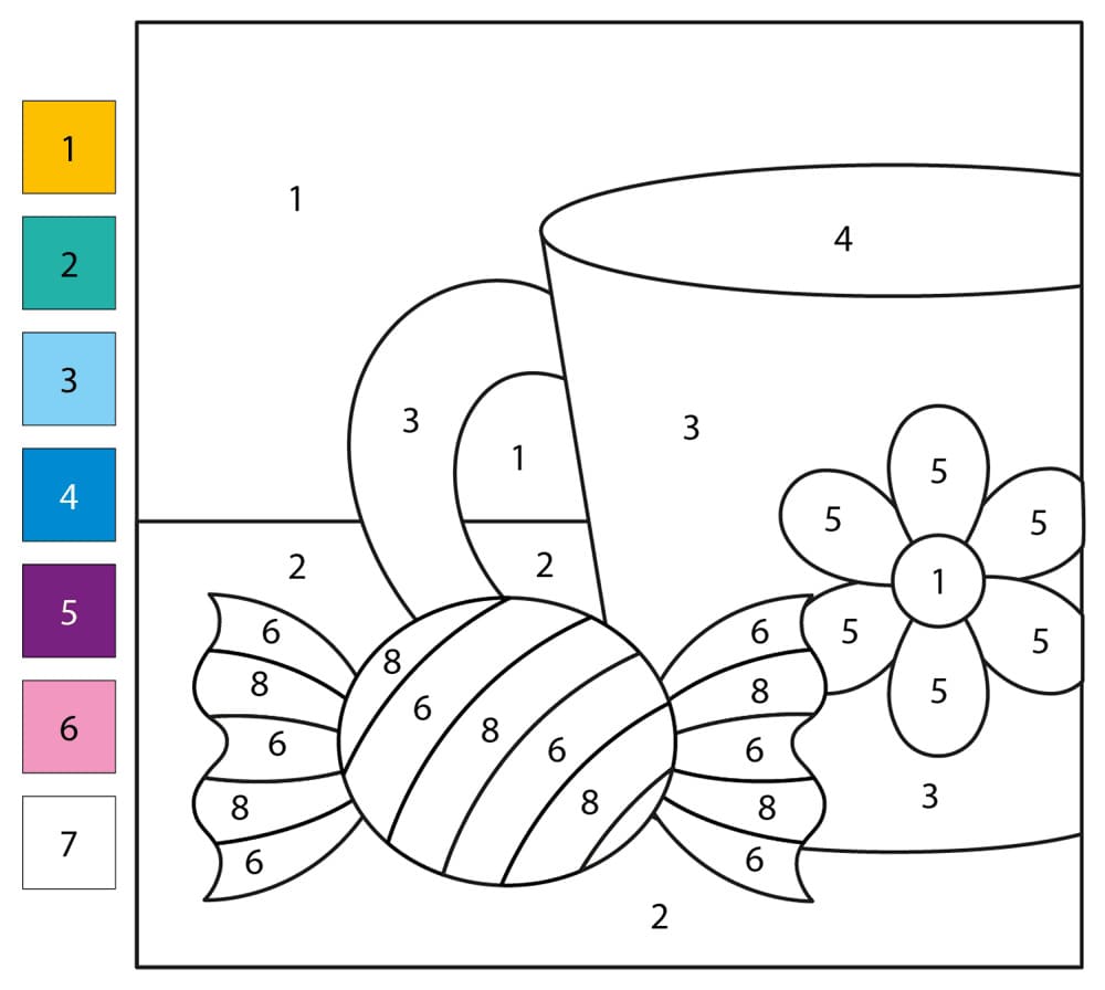 Candy with Tea Color By Number