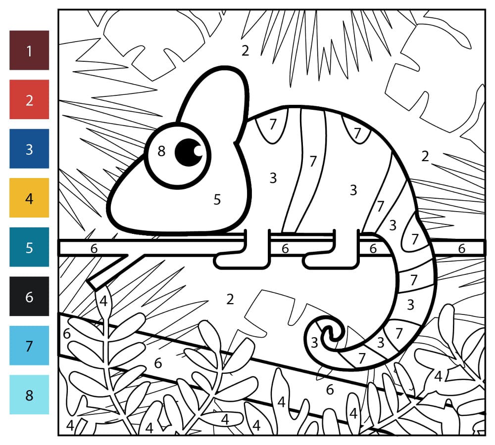 Chameleon Cute Color By Number