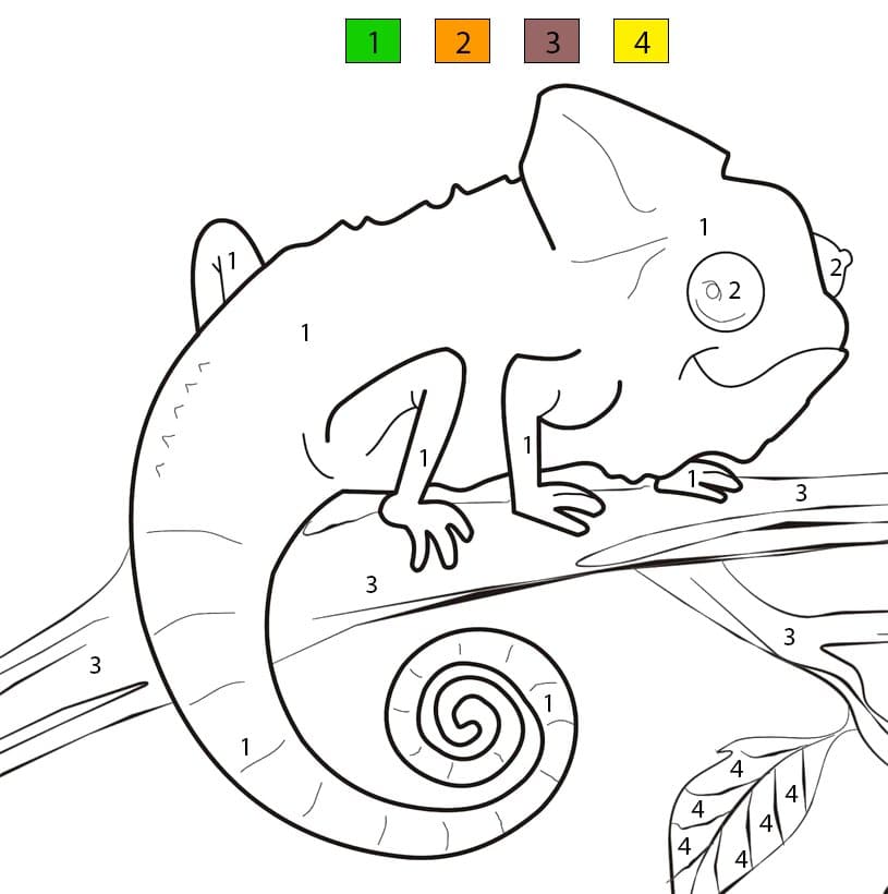 Chameleon Free For Kids Color By Number