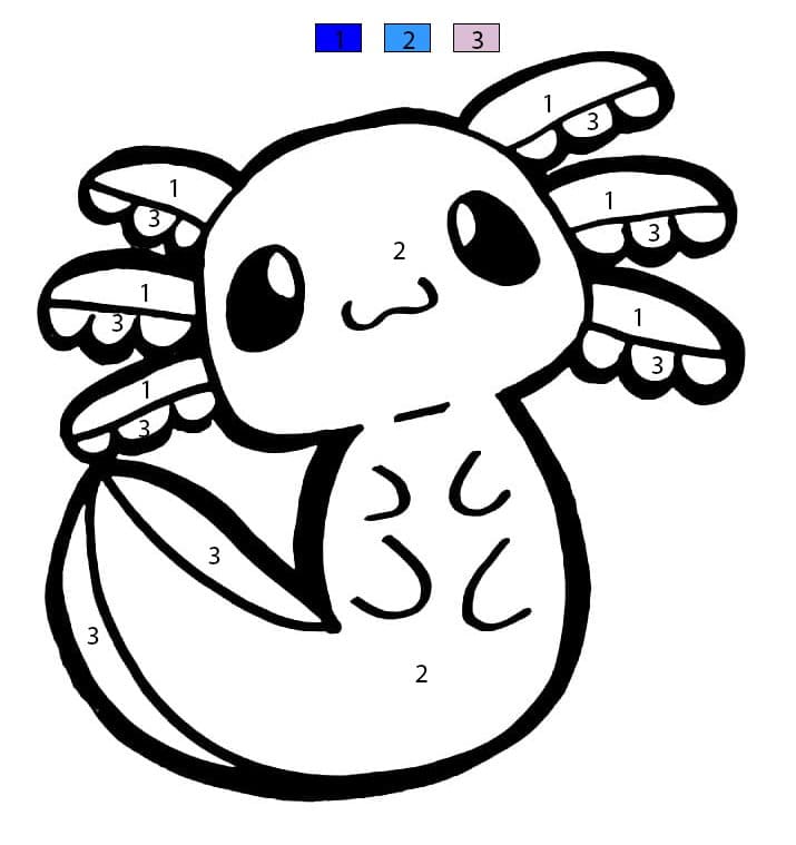 Cute Little Axolotl Color By Number