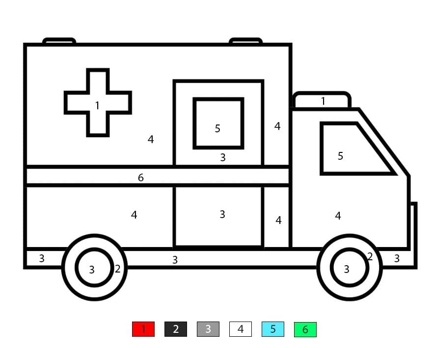 Easy Ambulance Color By Number