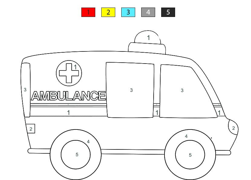 Free Ambulance Color By Number