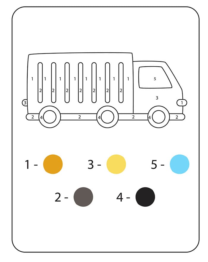 Free Garbage Truck Print Color By Number