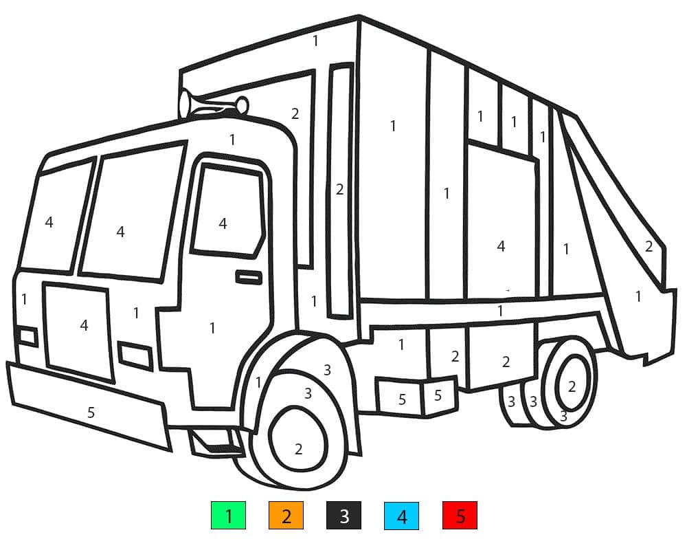 Garbage Truck For Free Color By Number
