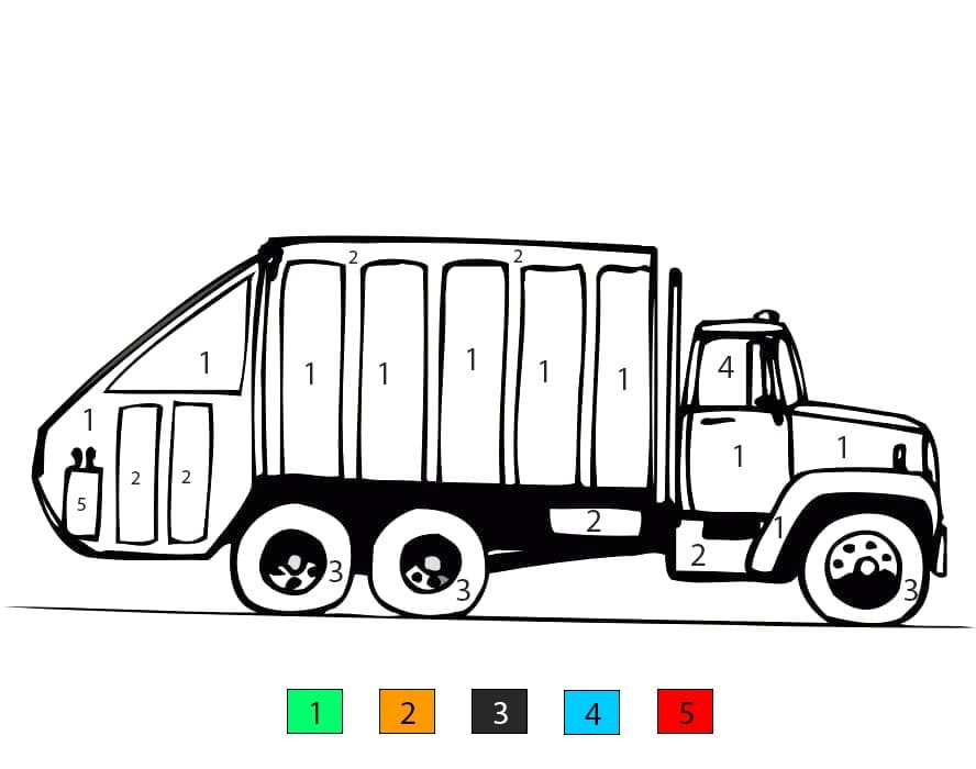 Garbage Truck For Kids Color By Number