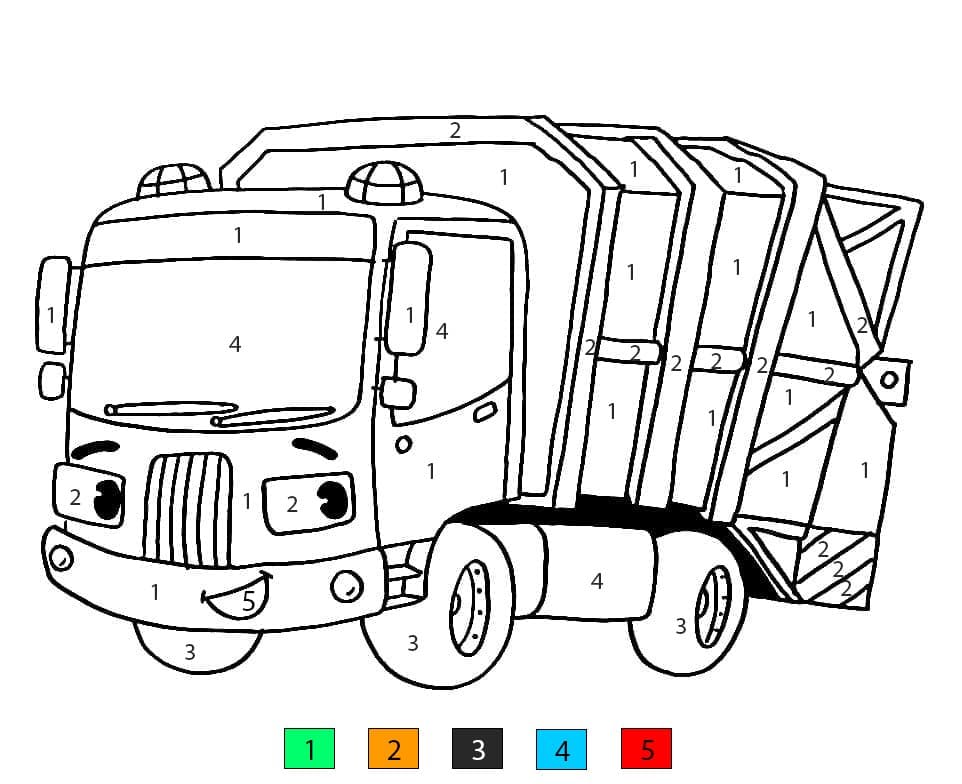 Garbage Truck Printable Color By Number