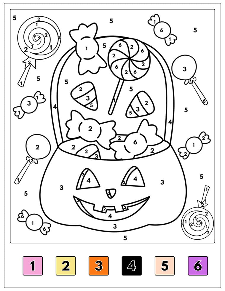 Halloween Candy Color By Number