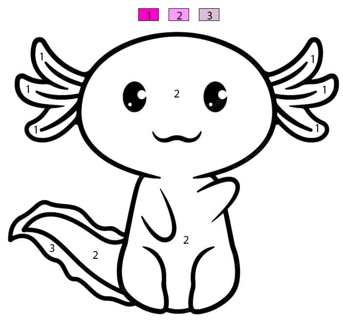 Kawaii Axolotl Color By Number