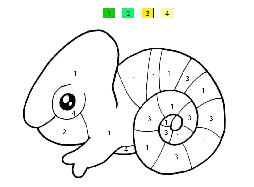 Kawaii Chameleon Color By Number