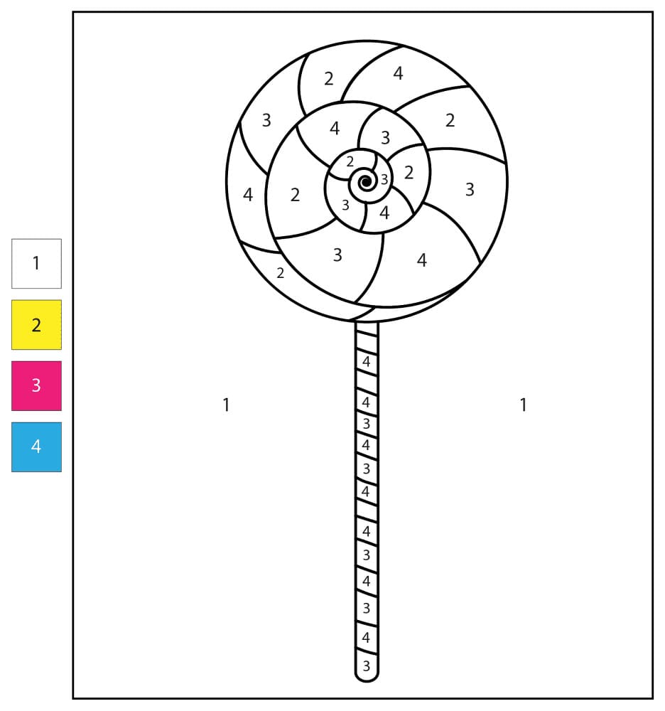 Lollipop Candy Color By Number