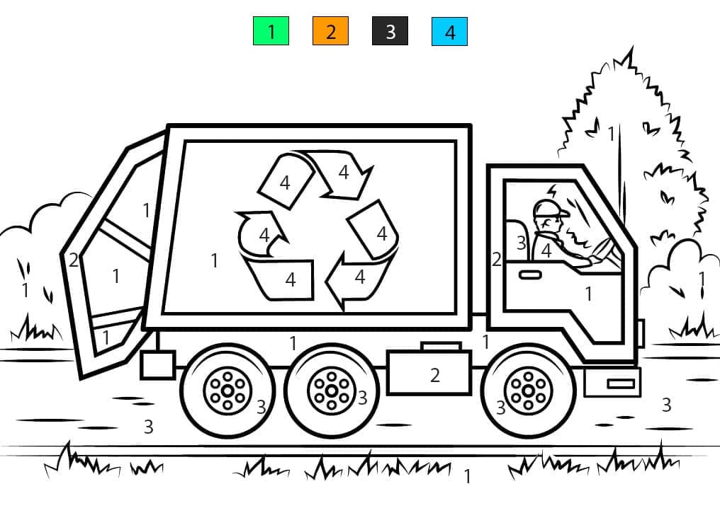 Normal Garbage Truck Color By Number