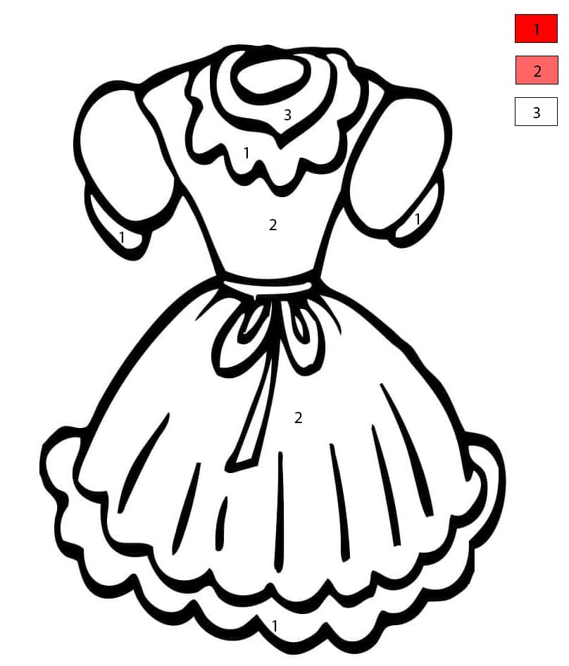 Princess Dress Color By Number