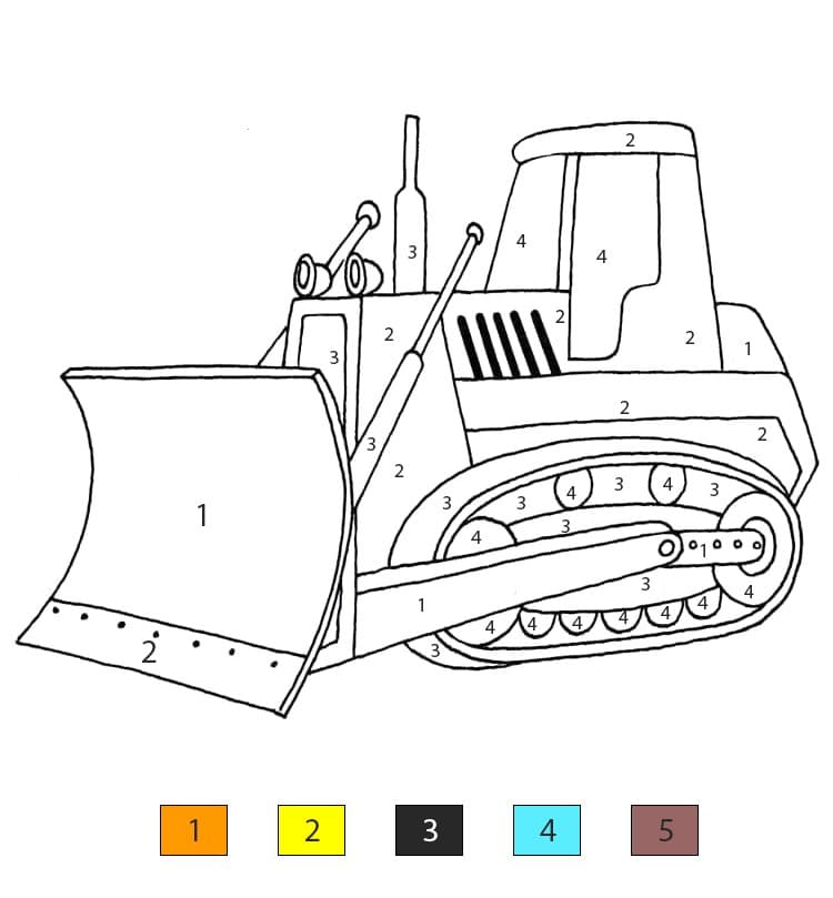 Printable Bulldozer Free Color By Number