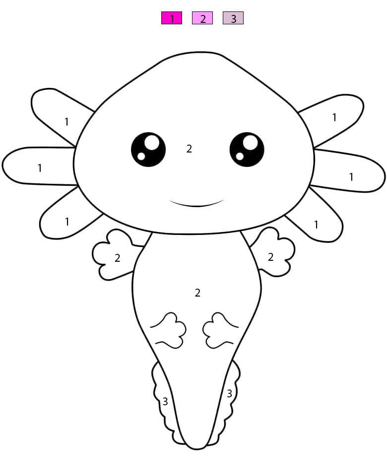 Printable Cute Axolotl Color By Number