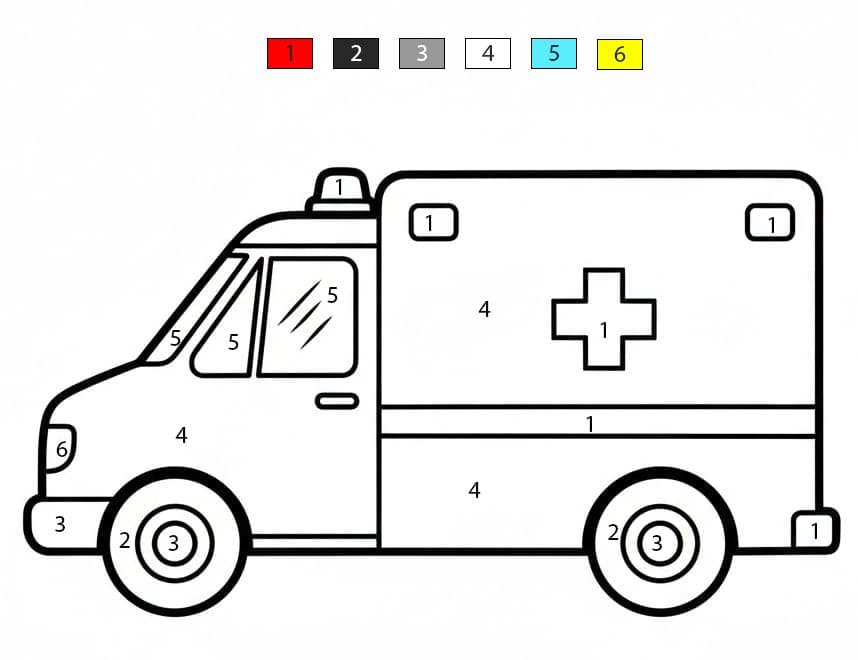 Simple Ambulance Color By Number