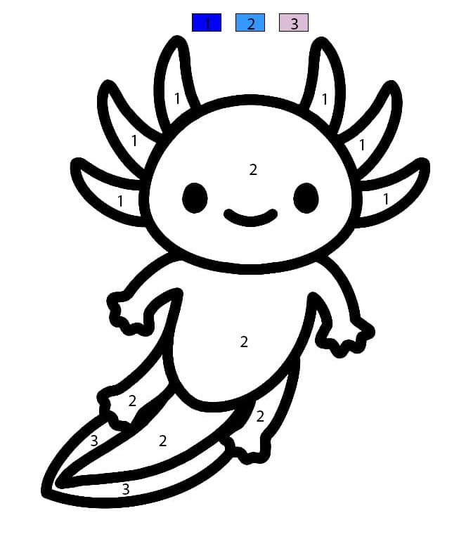 Simple Axolotl Color By Number