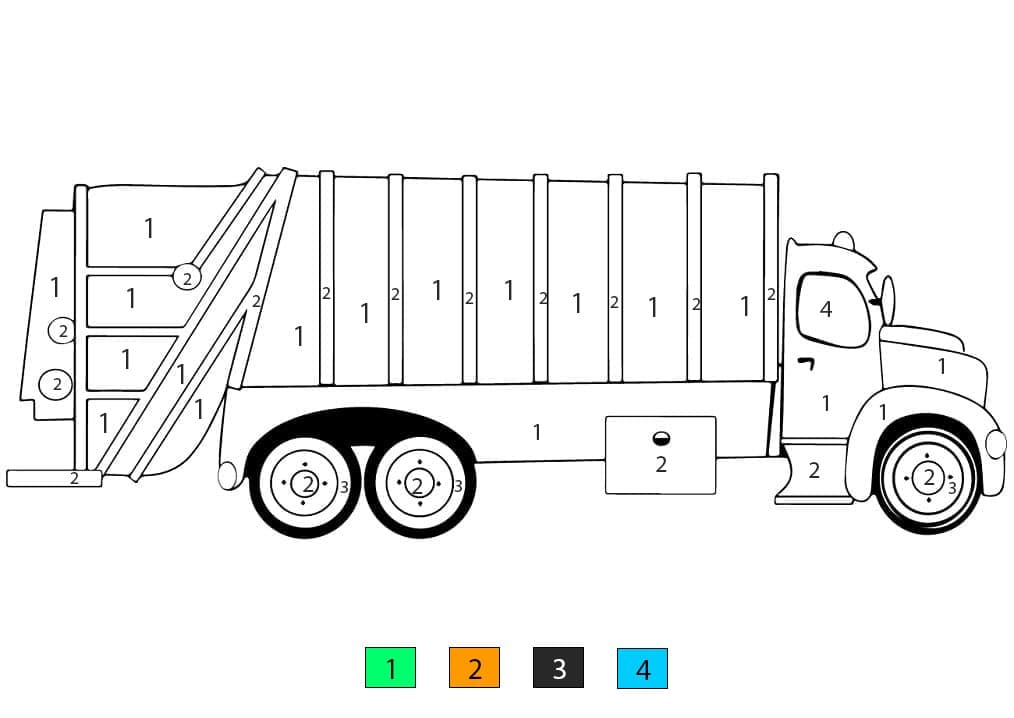 Simple Garbage Truck Color By Number