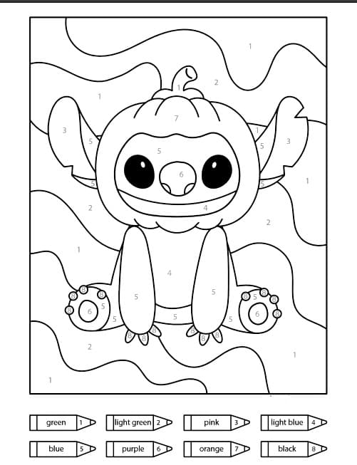 Stitch Halloween Color By Number