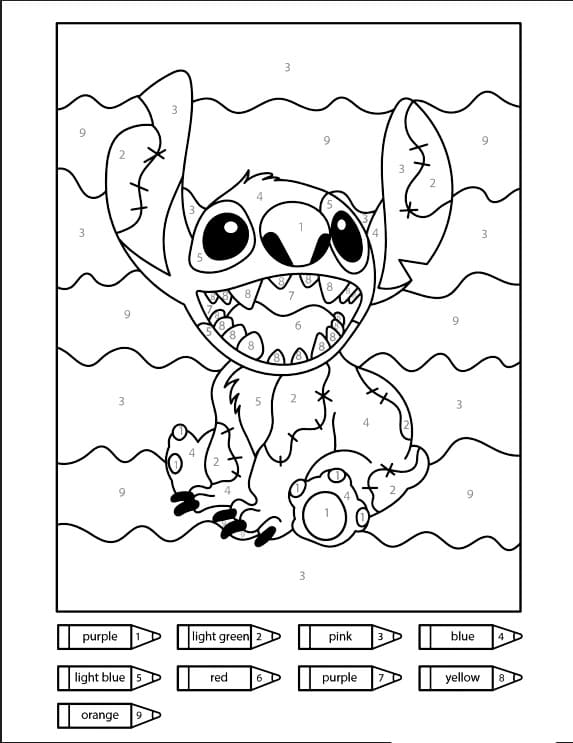 Stitch Sitting Color By Number