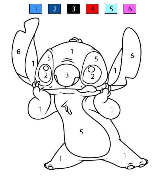 Stitch is Cheeky Color By Number