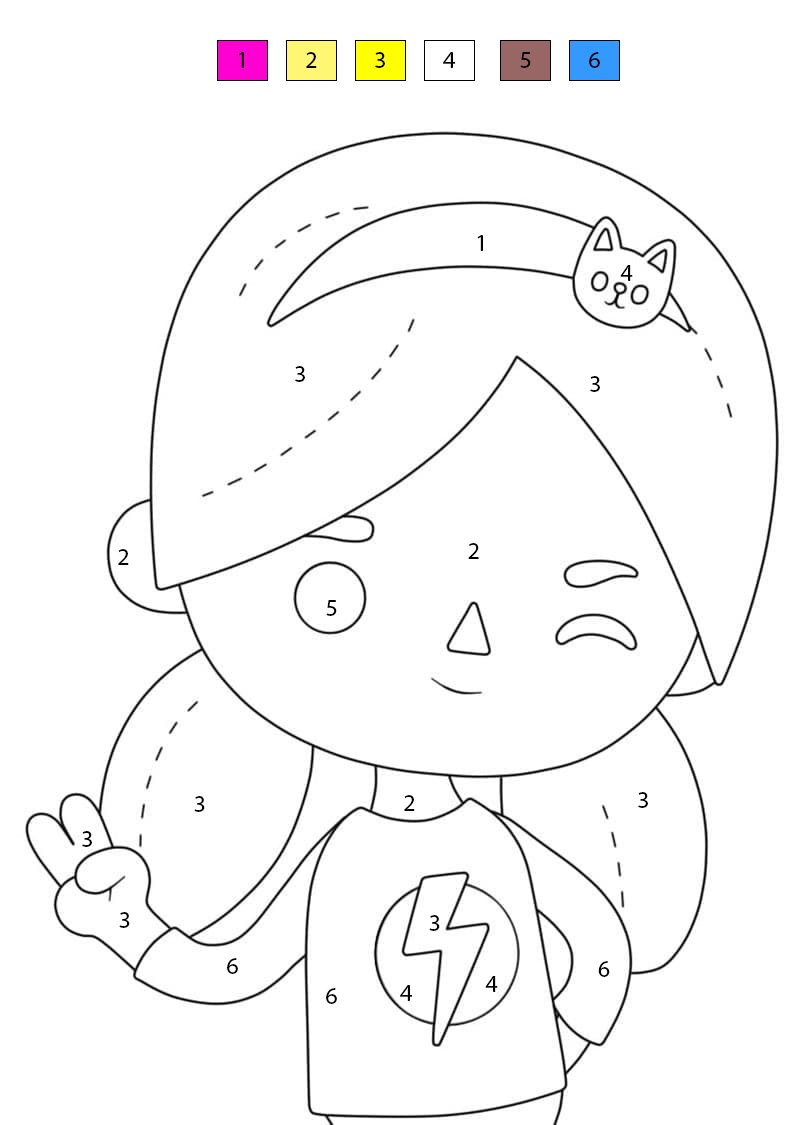 Toca Boca Cute Girl Color By Number