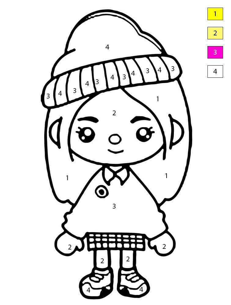 Toca Boca Kawaii Girl Color By Number