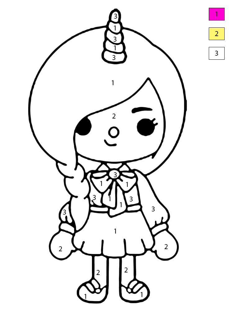 Toca Boca Unicorn Girl Color By Number