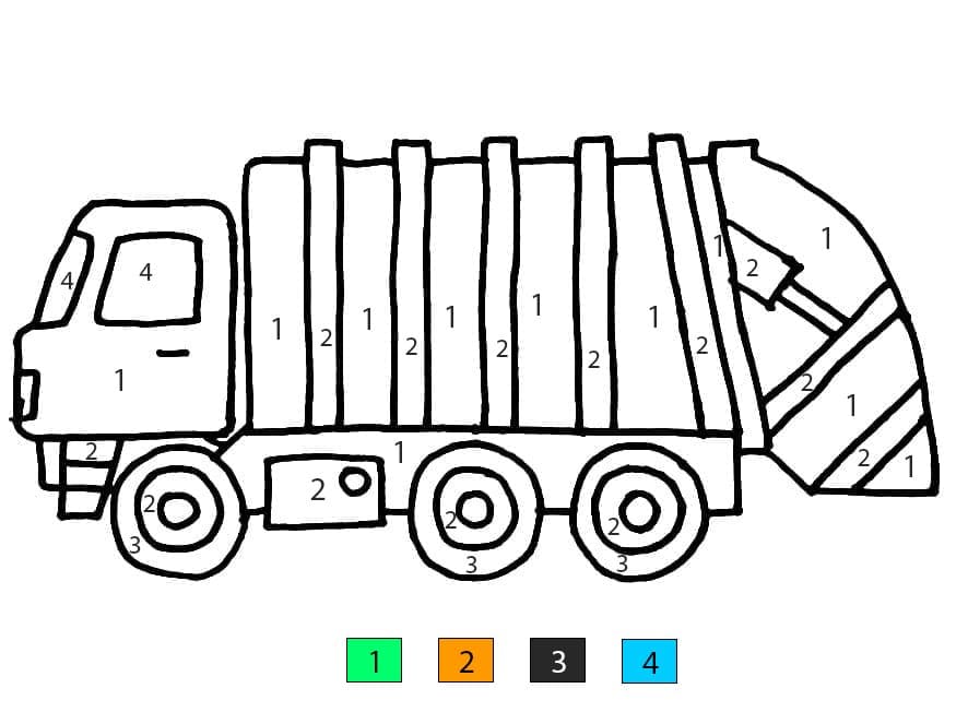 Very Easy Garbage Truck Color By Number