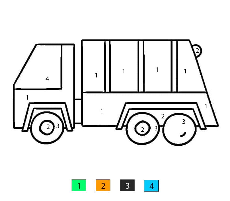 Garbage Truck  Color By Number