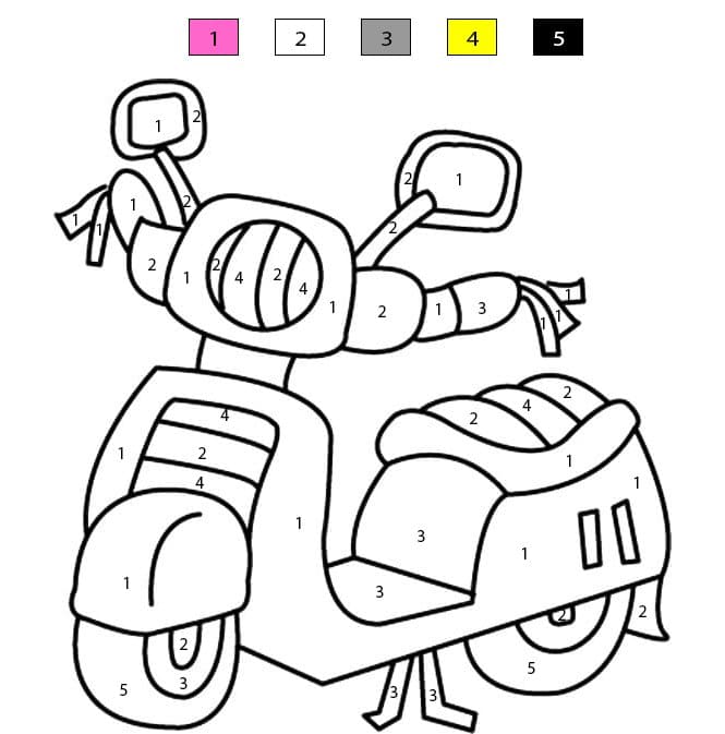 A Cute Motorcycle Color By Number