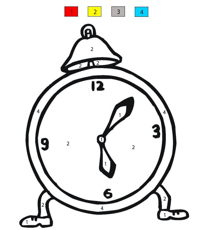 Clock with Legs Color By Number