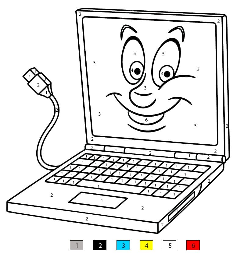 Computer Cartoon Color By Number