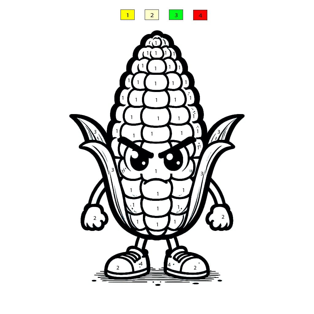 Corn is Angry Color By Number