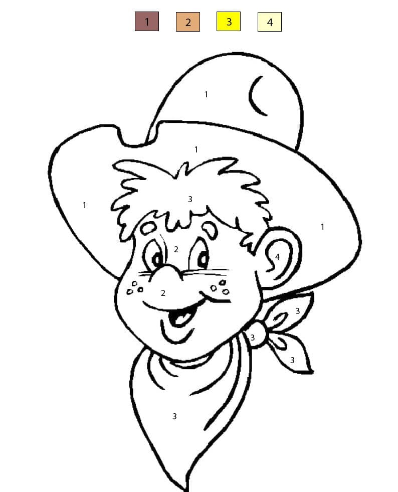 Cowboy Boy Face Color By Number