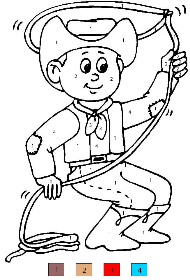 Cowboy Throws the Rope Color By Number