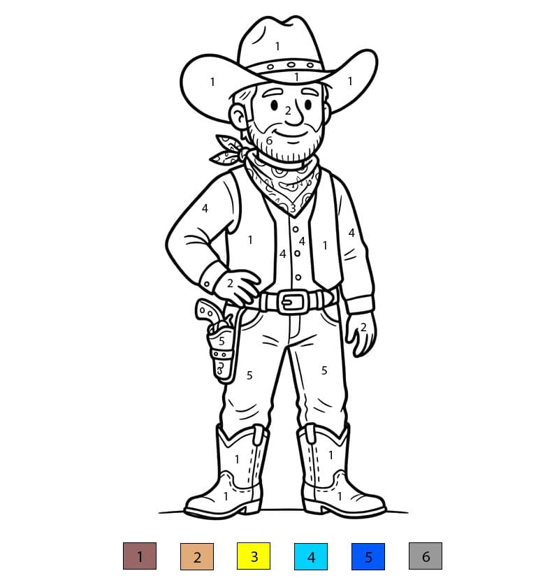 Cute Cowboy Color By Number