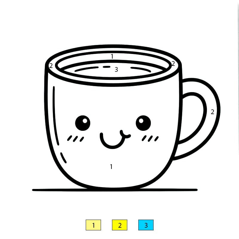 Cute Cup Color By Number