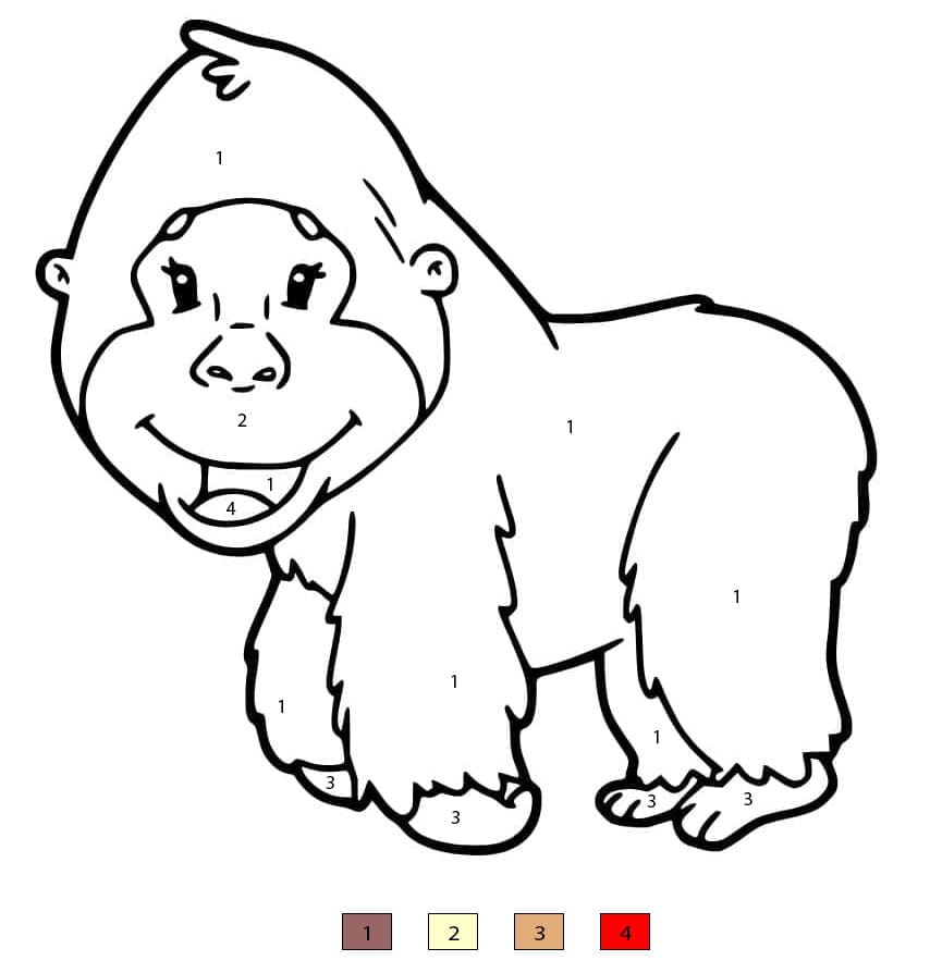 Cute Gorilla Color By Number
