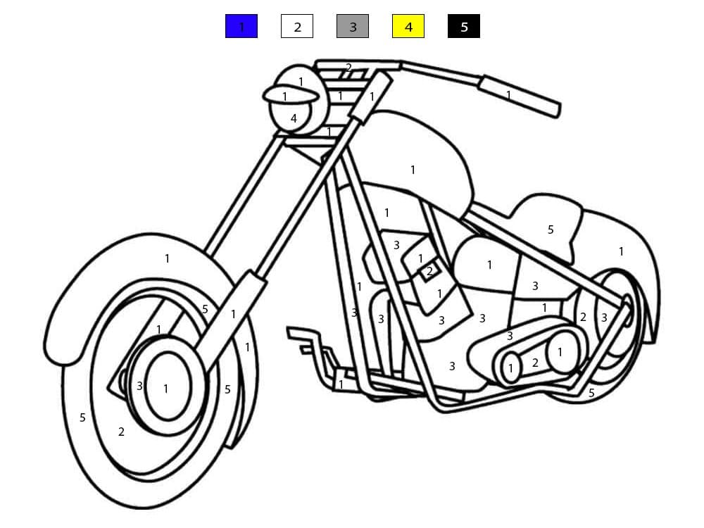 Free Printable Motorcycle Color By Number