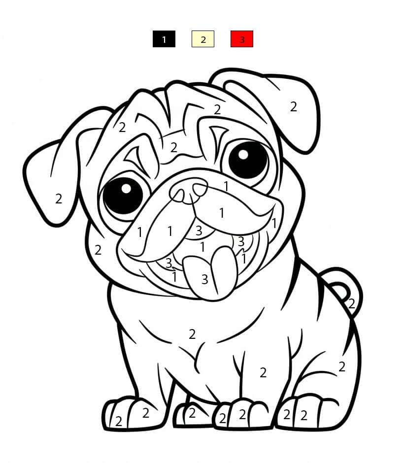 Funny Pug Color By Number