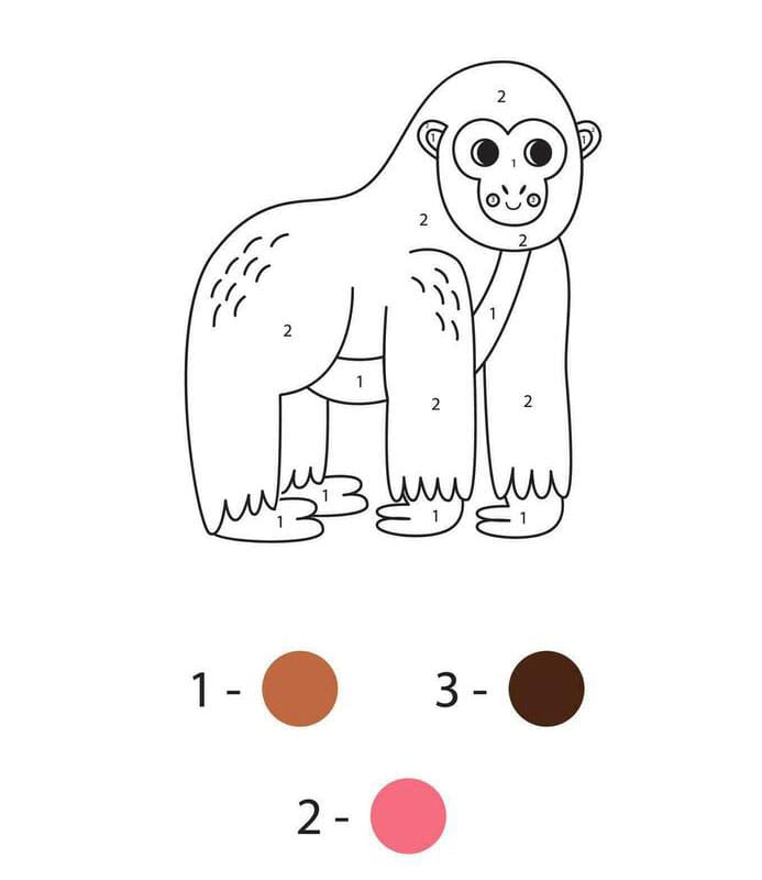 Gorilla Cartoon Color By Number