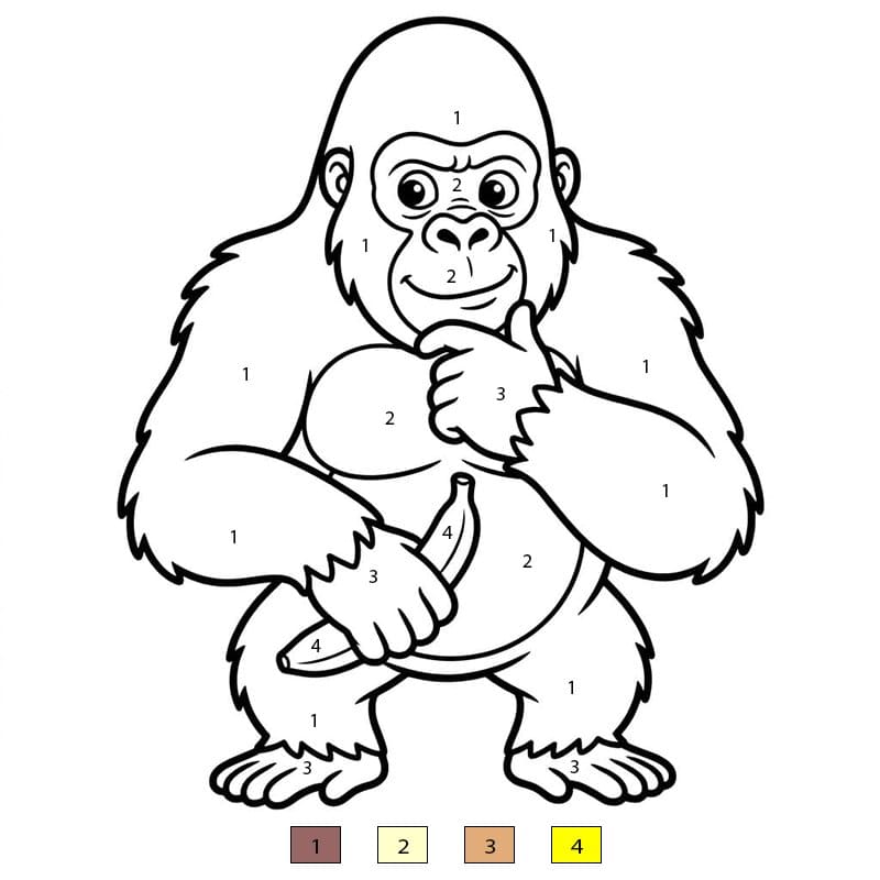 Gorilla Eating Banana Color By Number