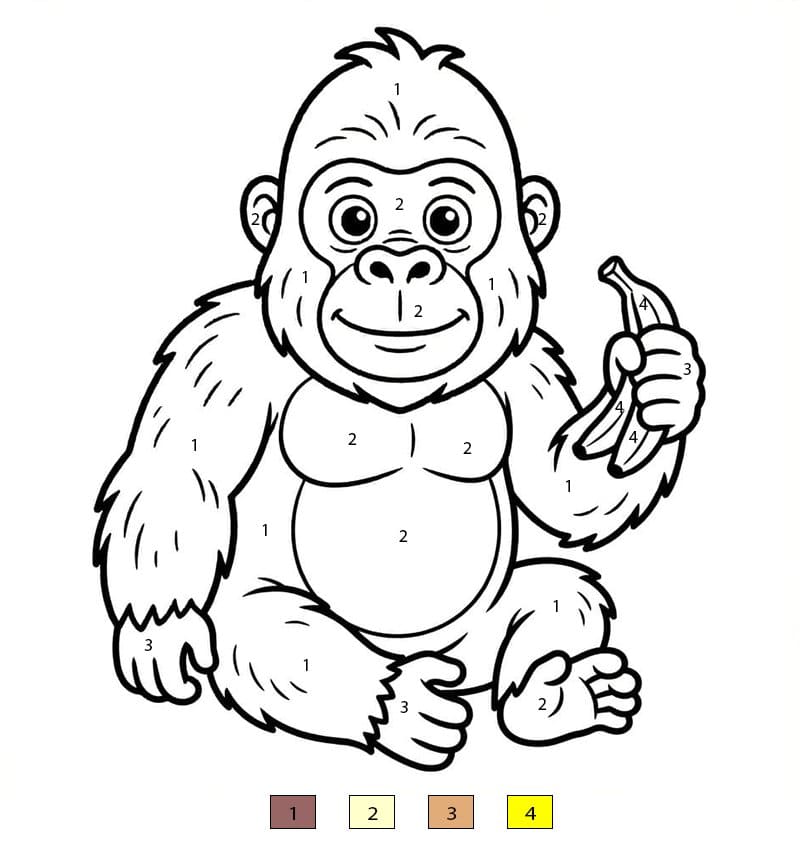Gorilla Holding Banana Color By Number
