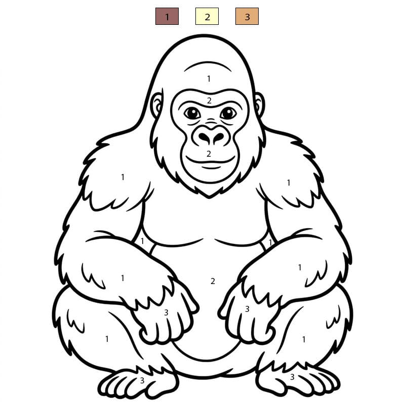 Gorilla Sitting Color By Number