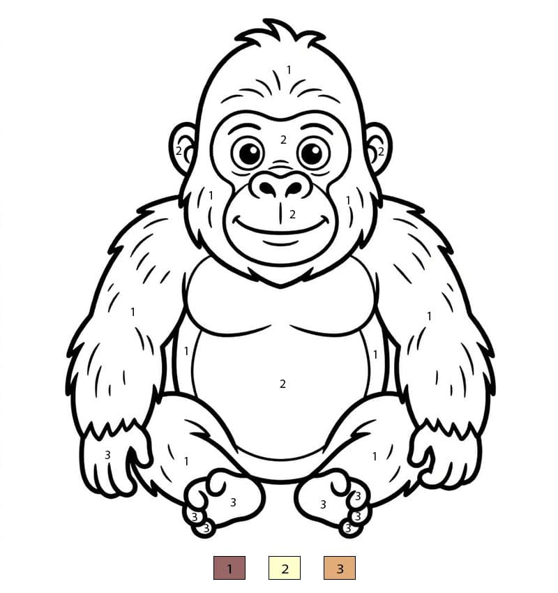 Gorilla Smiling Color By Number