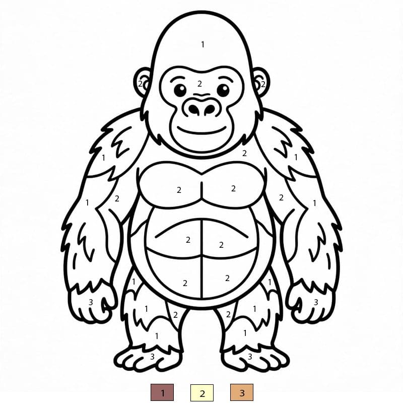 Gorilla Standing Color By Number