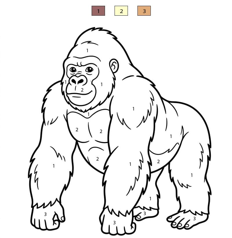 Gorilla Walking Color By Number