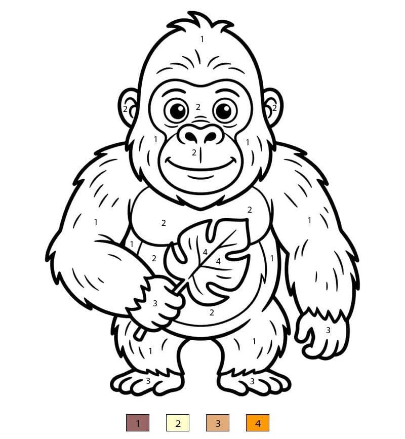 Gorilla With Leaf Color By Number