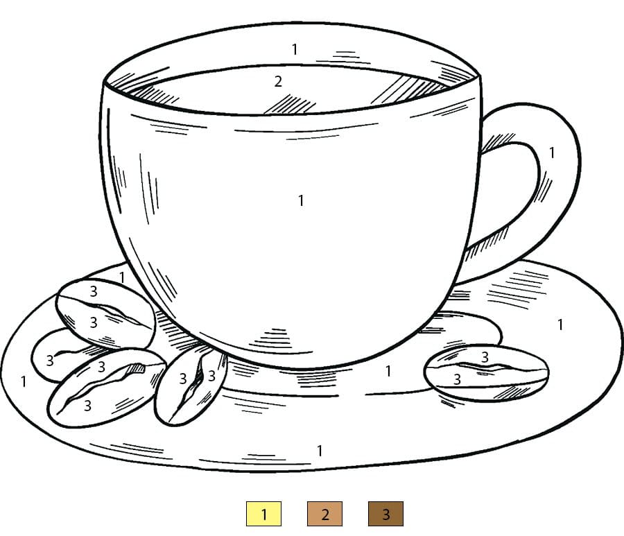 Hand Drawn Cup of Coffee Color By Number